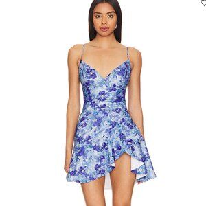 NEW Bardot Sorella Ramie Mini Dress in Blue White Floral 2 XS